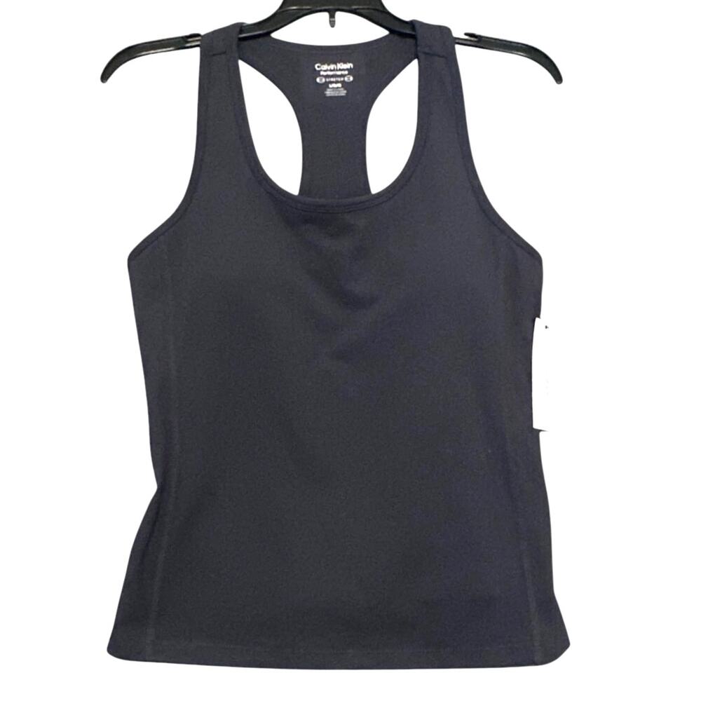 Calvin Klein Performance Racerback Tank Top Women's Size L Blue Stretch Gym